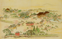 Old architectural plan of Koryu-ji temple in Kyoto