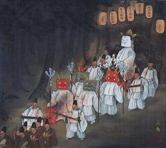 Ushimatsuri festival at Koryuji Temple in Kyoto city Japan with traditional decorations and vibrant atmosphere