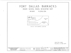 Historic drawing of Fort Dallas Barracks in Lummus Park Miami