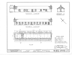 Historic Fort Dallas barracks in Lummus Park, Miami, Florida architectural drawing