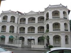 Asian Civilisations Museum building exterior on Armenian Street with clear blue sky