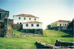 Interior view of Fortaleza de Santa Cruz de Anhatomirim with Casa da Farinha building prominently featured, Ilha de Anhatomirim, SC, Brazil