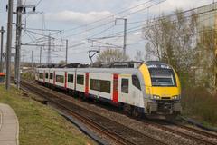 Desiro ML train of NMBS passing through Hollerich, Luxembourg on a sunny day