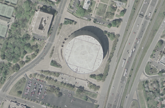 Satellite view of Austi center basket showing detailed urban layout