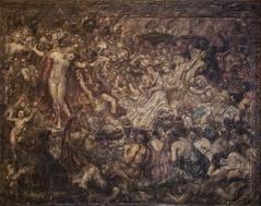 Painting of a banquet scene inspired by Petronius' Satyricon by Henry de Groux