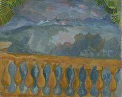 Colorful oil painting of a terrace at l'Estaque by Raoul Dufy