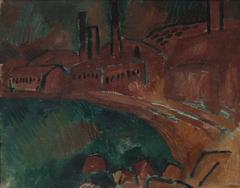 Colorful oil painting of La Tuilerie Saint-Henri by Raoul Dufy depicting a vibrant industrial scene