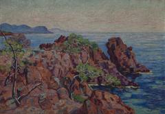 Oil painting Le Rocher Gaupillat au Trayas by Guillaumin