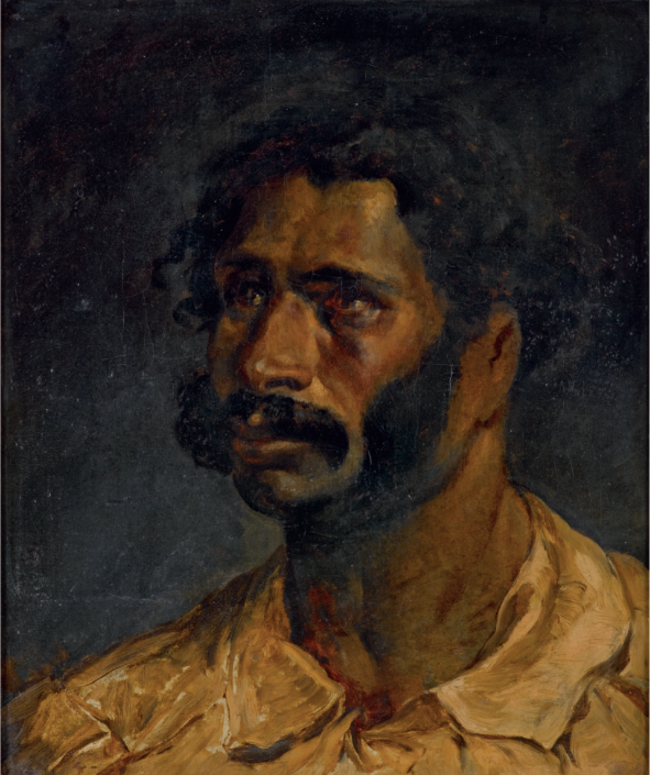 Portrait of a man bust titled The Carpenter of the Medusa by Théodore Géricault