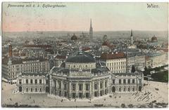 Panoramic view of Vienna cityscape in early 20th century with historic buildings