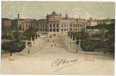 Early 20th century view of Vienna featuring Burgtheater and surrounding historic buildings