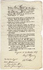 Historical contract for Frognerseteren signed in 1837 between estate owner Benjamin Wegner and tenant Ole Knudsen