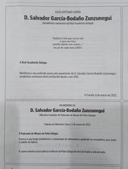 Necrolóxicas section featuring Salvador García-Bodaño in La Voz de Galicia newspaper