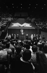 President Gerald R. Ford delivering remarks at his campaign kickoff rally at Crisler Arena University of Michigan Ann Arbor Michigan