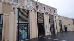 Front view of Angoulême train station facade in France