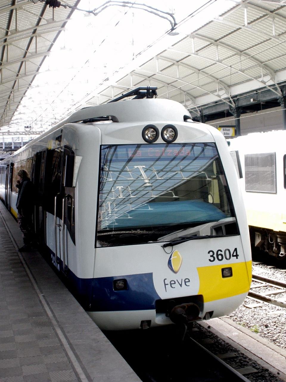 FEVE train unit at Bilbao-Concordia Station