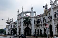 Exterior view of the historic Kuala Lumpur Railway Station building in Malaysia