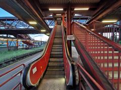 Budapest Kőbánya-Kispest railway station platform with trains and tracks