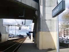 Platforms and railway tracks at Lorient train station in Brittany, France