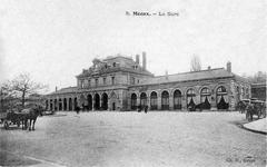 Historical railway station building in Meaux viewed from the square in early 1900s