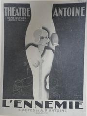 Vintage poster for Theatre Antoine featuring dramatic theatrical artwork