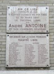 Plaque dedicated to the Théâtre Libre and André Antoine in Montmartre Paris