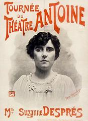 Vintage poster of Tournée du Théatre Antoine featuring Mlle Suzanne Desprès