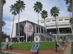 Exterior view of George M. Steinbrenner Field baseball stadium under clear sky
