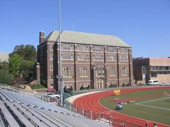 South facade of Wister Hall at La Salle University seen from McCarthy Stadium