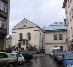 Facade of the Izaak Jakubowicz Synagogue in Krakow with intricate architectural details