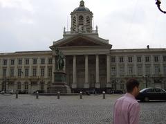 Koningsplein Place Royale square in Brussels with statue of Godfrey of Bouillon and Sint-Jacobskerk church