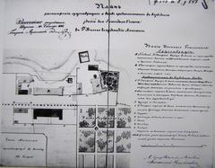 Historic illustration of the Sapieha Palace in Antokal, Vilnius, 1843