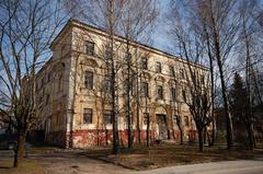 Sapieha Palace in Vilnius, Lithuania with Baroque architecture and lush greenery