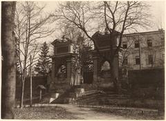 Historic Sapieha Palace in Antokal, Vilnia in 1920 black and white photo