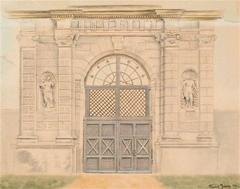 Historic gate of the Sapieha Palace in Antokal, Vilnia photographed in 1910