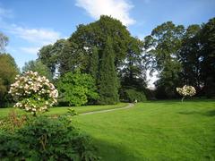 Scenic view of vibrant flower beds and greenery at Oslo Botanical Garden in Oslo, Norway
