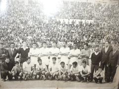 MC Oran football team posing in Ahmed Zabana Stadium as 1969 Algerian championship runners-up