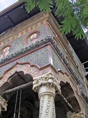 Stavropoleos Church facade portico in Bucharest Romania after recent restorations