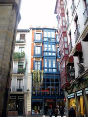 Street view of Casco Viejo in Bilbao near Santiago Cathedral