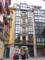 Scenic view of Casco Viejo old town in Bilbao with historic buildings and lively streets