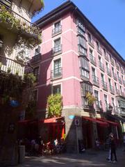 View of Casco Viejo old town in Bilbao with historic buildings and vibrant street life
