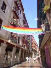 View of Casco Viejo historic district in Bilbao with streets and traditional buildings