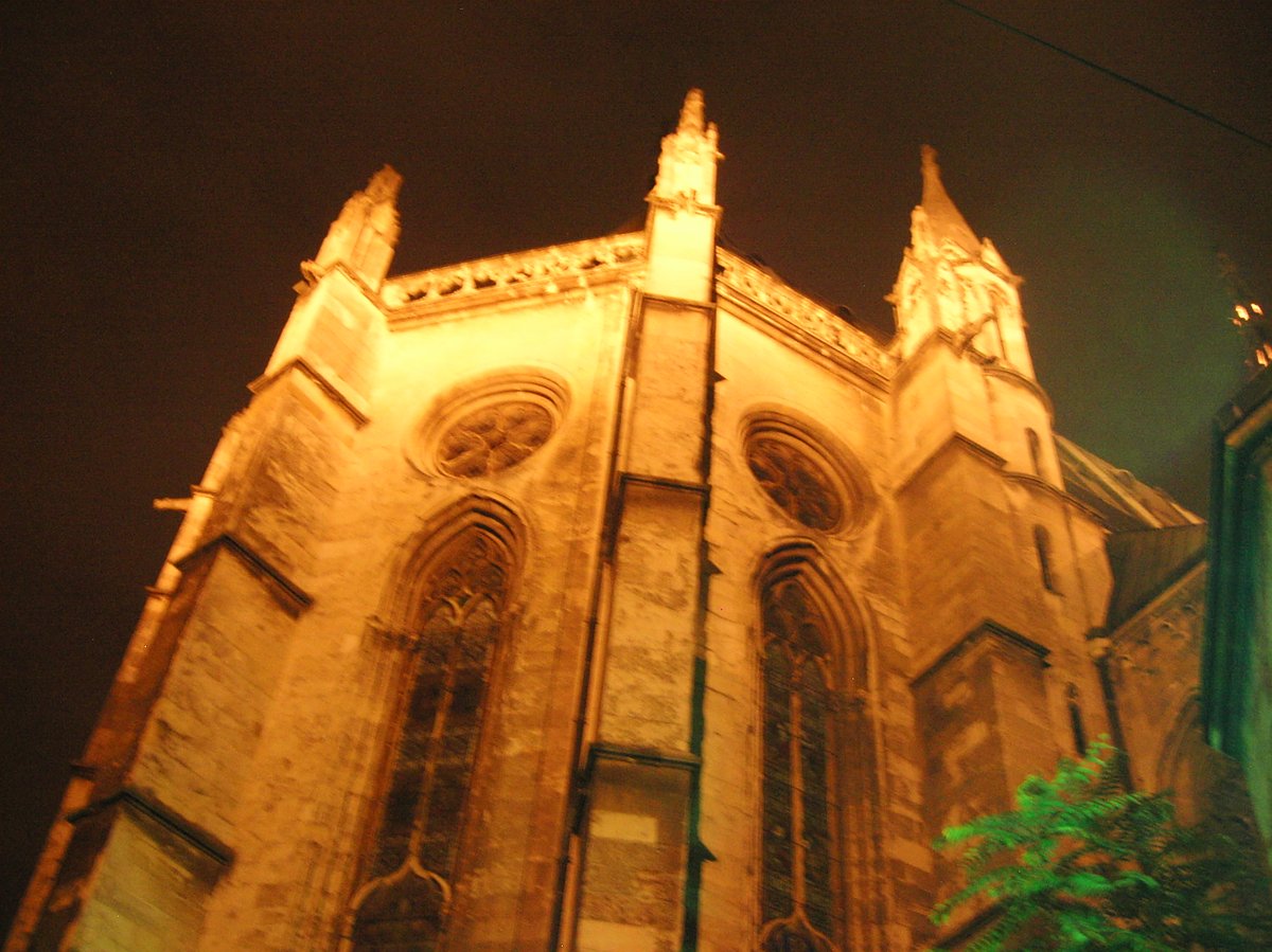 Night view of Zagreb cityscape in 2006 with illuminated buildings and streets
