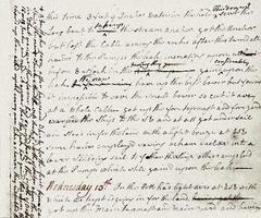 Manuscript page from James Cook's Endeavour Journal handwritten text