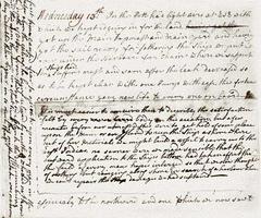Manuscript page from James Cook's journal on the Endeavour expedition