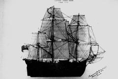 Historical photograph of Captain Cook's Endeavour ship signed by Francis J. Bayldon 1923