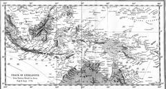 Chart showing the track of HM Bark Endeavour during James Cook's first voyage of exploration