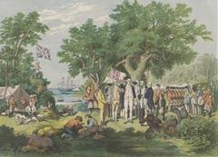 Captain James Cook proclaiming sovereignty over Australia at Possession Island in 1770