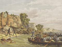 Captain James Cook's landing at Botany Bay in 1770 lithograph