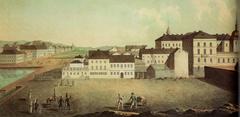 Watercolor painting of Helsinki Market Square in 1827